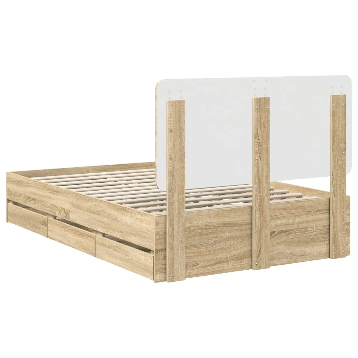 Bed Frame with Drawer Storage Engineered Wood Sonoma Oak 135 x 190 cm