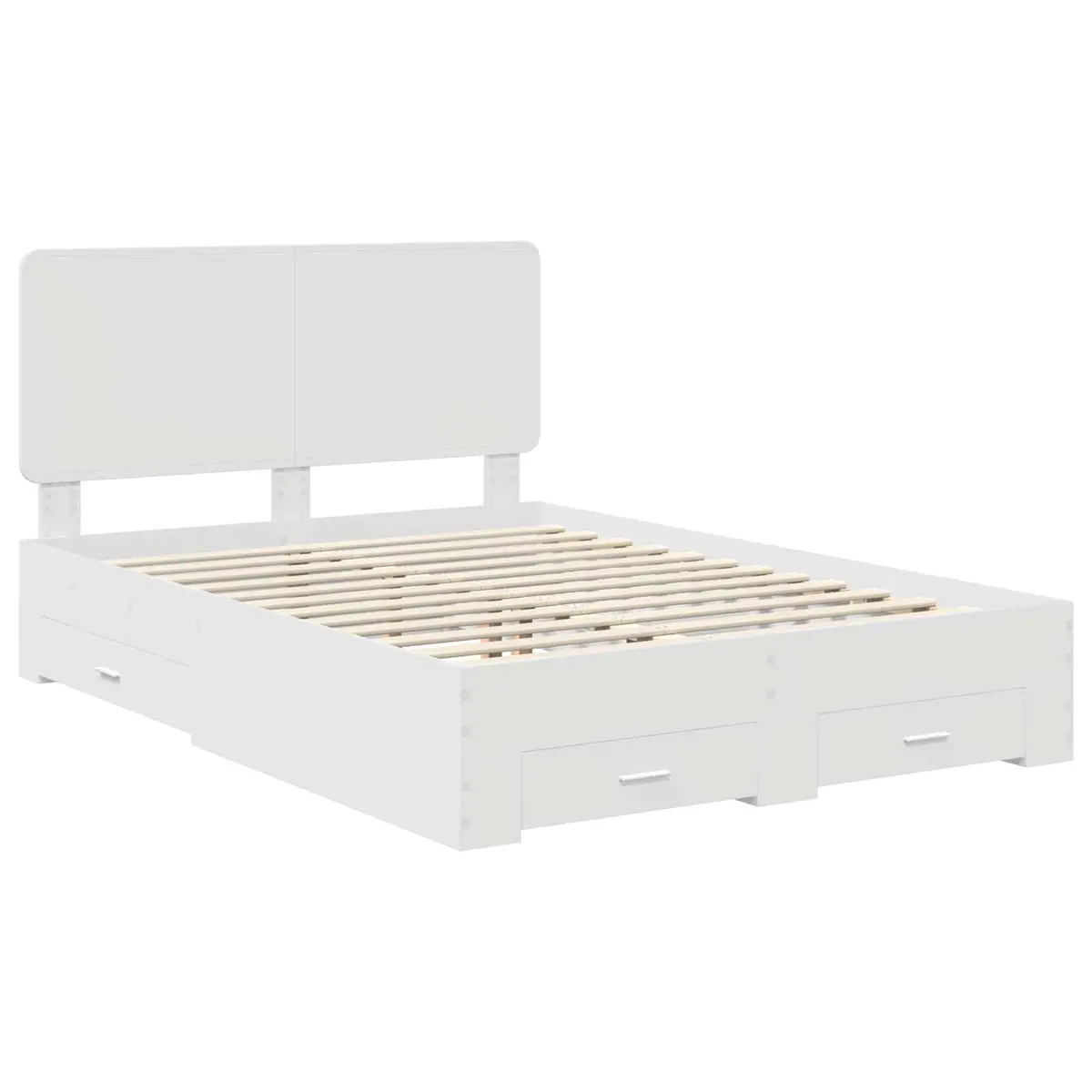 White Bed Frame with Headboard and Storage Drawers 150 x 200 cm Engineered Wood
