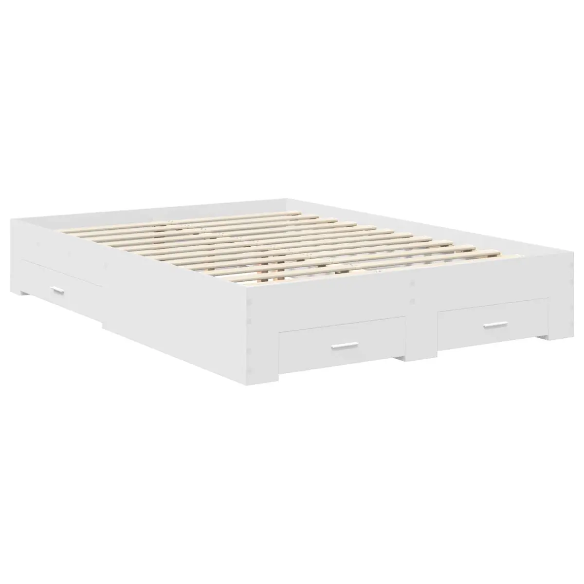 White Bed Frame with Headboard and Storage Drawers 150 x 200 cm Engineered Wood