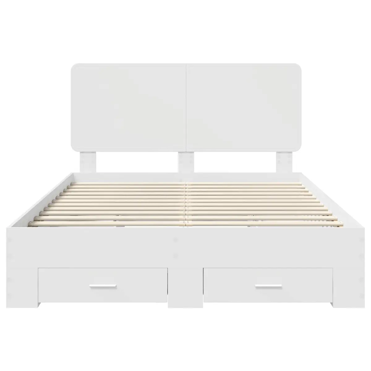 White Bed Frame with Headboard and Storage Drawers 150 x 200 cm Engineered Wood