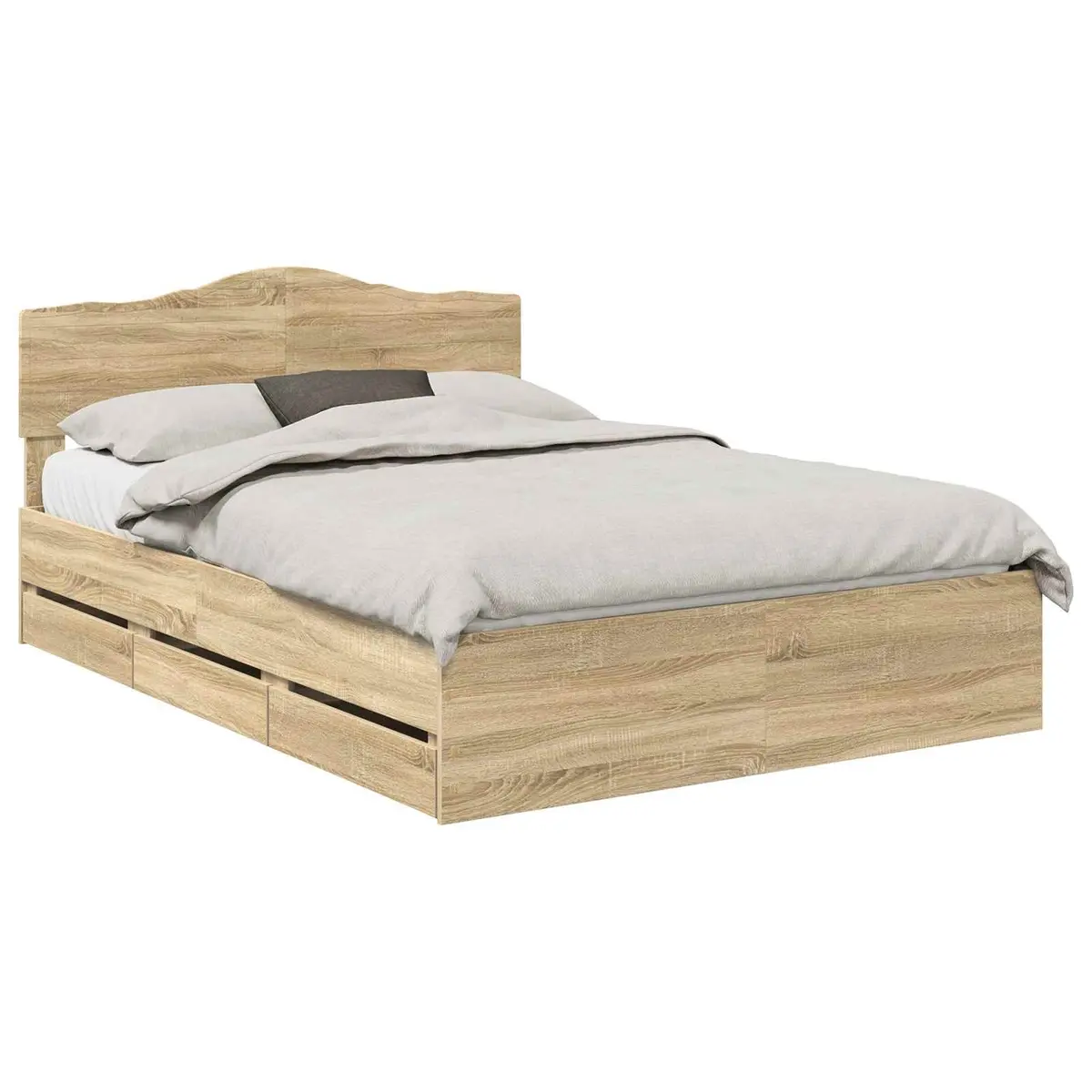 Bed Frame with Storage Drawer Engineered Wood Sonoma Oak 150 x 200 cm