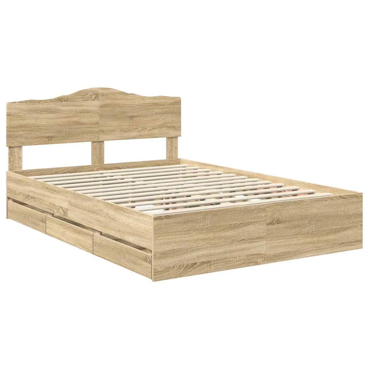 Bed Frame with Storage Drawer Engineered Wood Sonoma Oak 150 x 200 cm