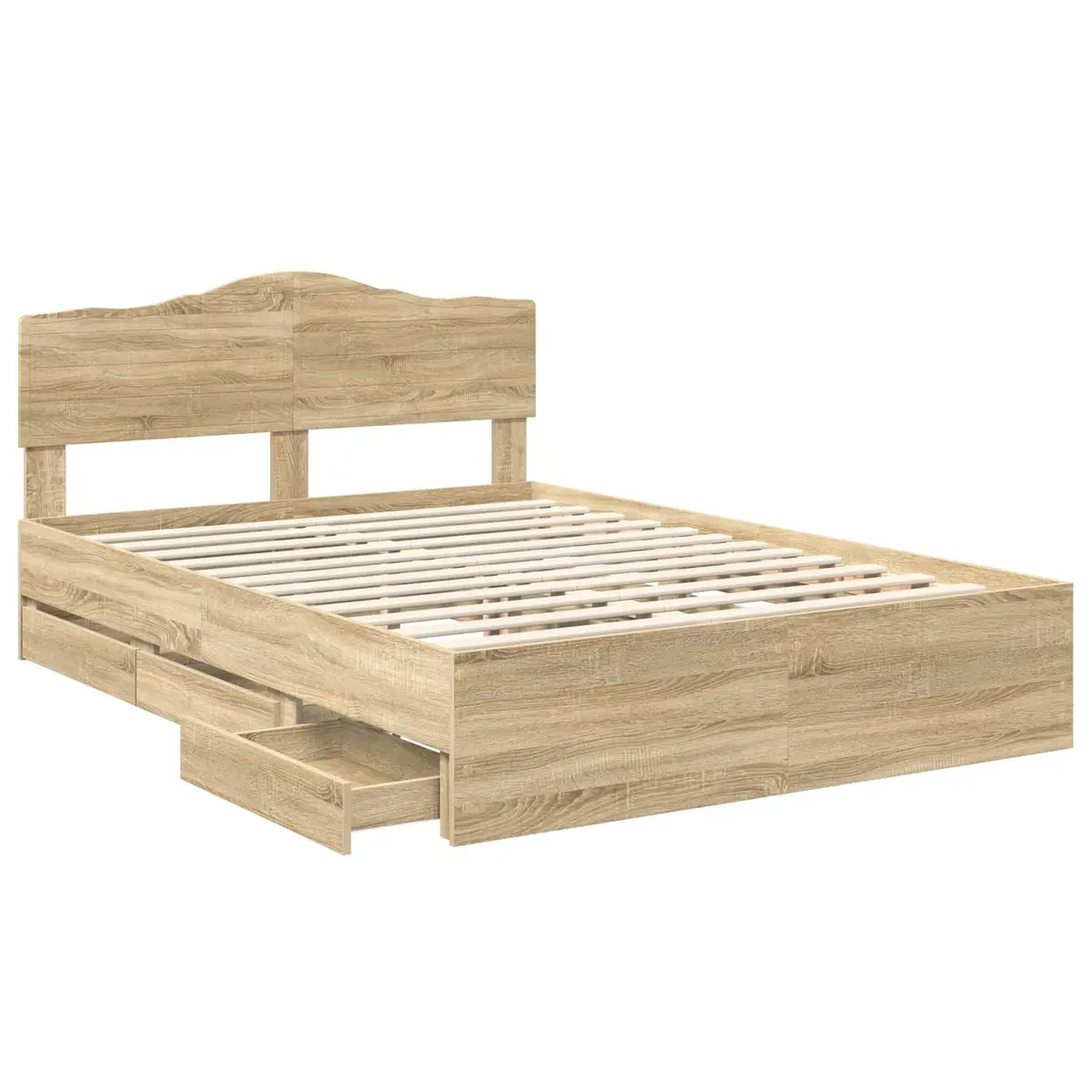 Bed Frame with Storage Drawer Engineered Wood Sonoma Oak 150 x 200 cm