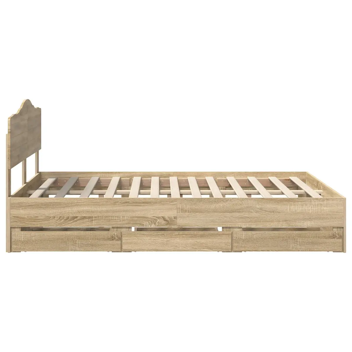 Bed Frame with Storage Drawer Engineered Wood Sonoma Oak 150 x 200 cm