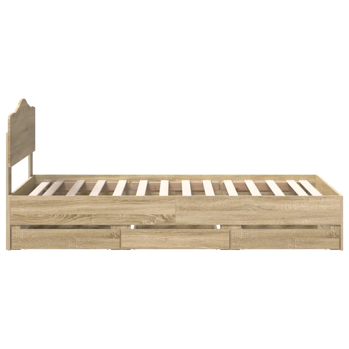Bed Frame with Storage Drawer Modern Engineered Wood Sonoma Oak 90 x 190 cm