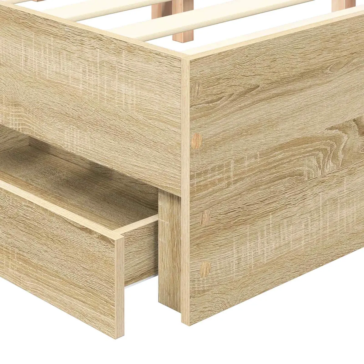 Bed Frame with Storage Drawer Modern Design Engineered Wood 150 x 200 cm Brown