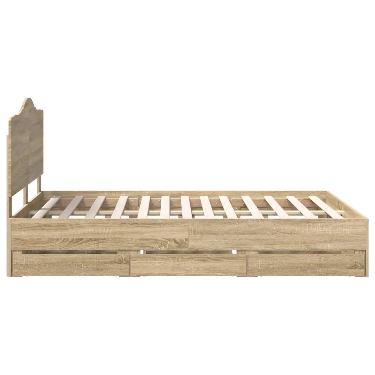 Bed Frame with Storage Drawer Modern Design Engineered Wood 150 x 200 cm Brown