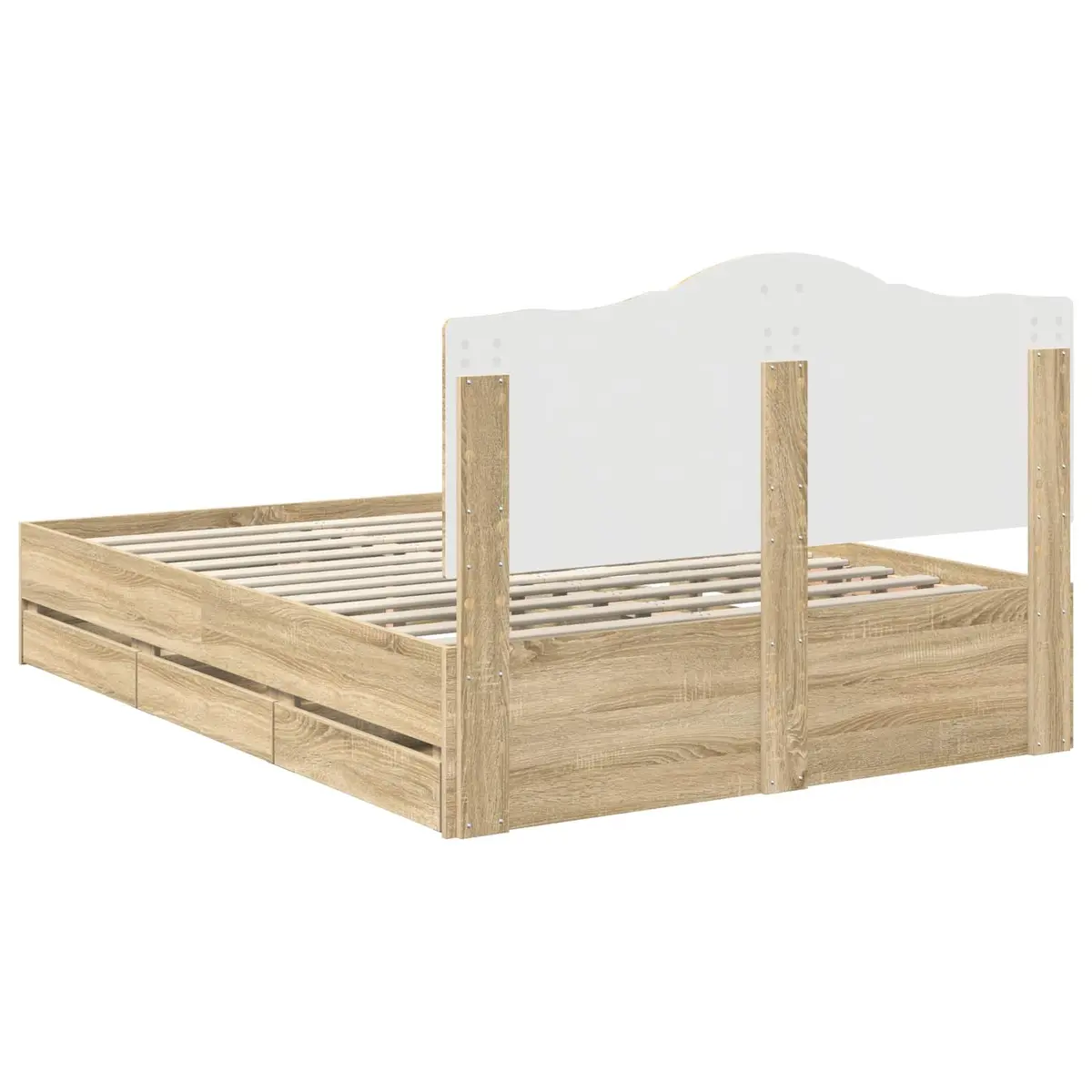 Bed Frame with Storage Drawer Modern Design Engineered Wood 150 x 200 cm Brown