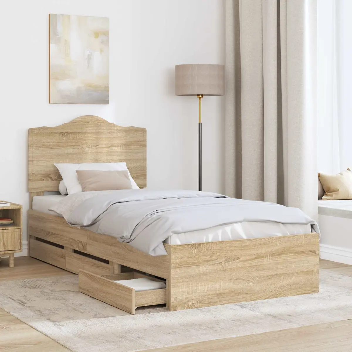 Bed Frame with Storage Drawers, 90 x 190 cm