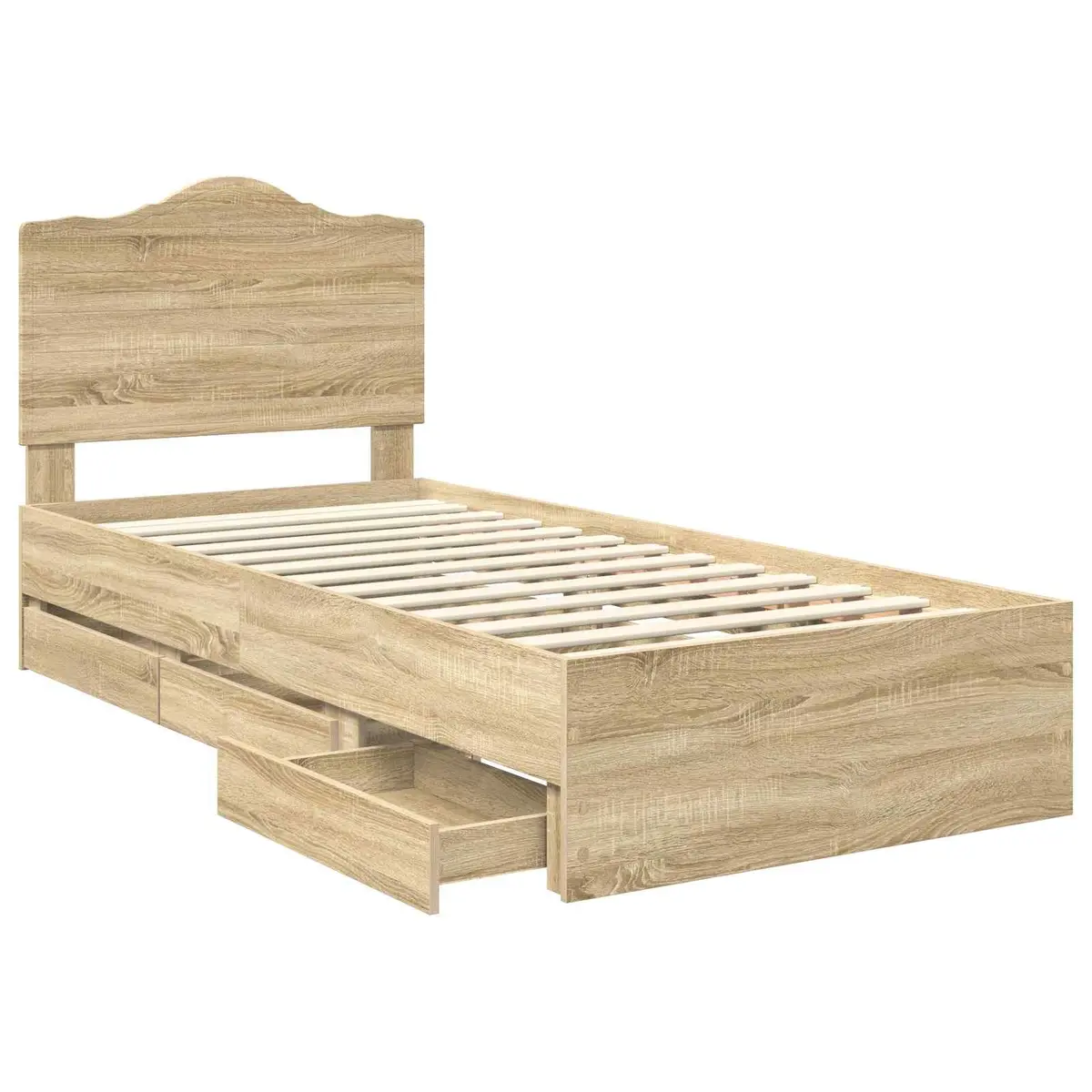 Bed Frame with Storage Drawers, 90 x 190 cm