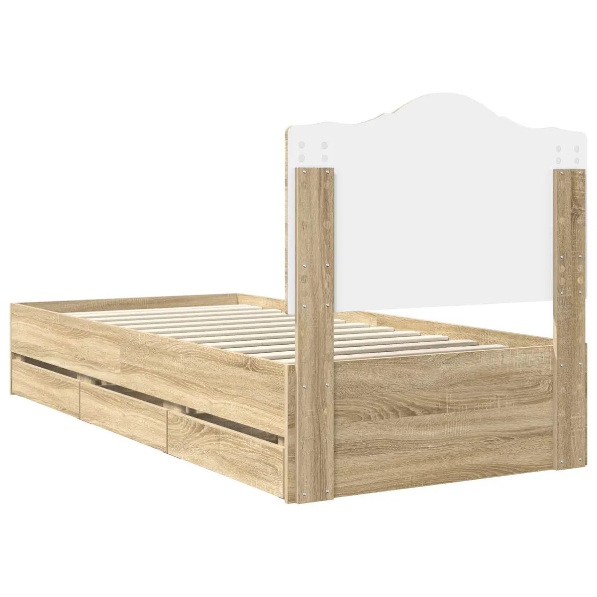 Bed Frame with Storage Drawers, 90 x 190 cm