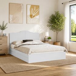 Storage Bed with Headboard White 150 x 200 cm Engineered Wood Frame Drawers