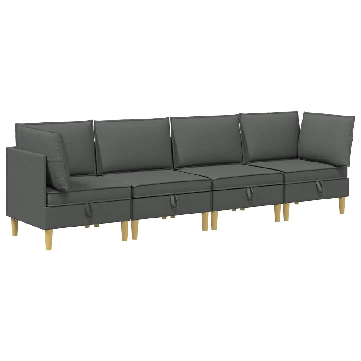 Modular Sofa Set 4 pcs Grey Fabric Storage Living Room Couch Contemporary Design