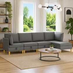 Your Perfect Grey Modular Sofa Set Awaits: 5 Pieces