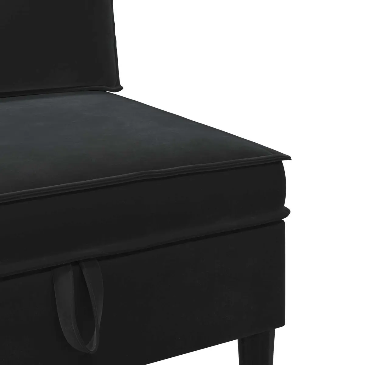Modern Living Room Furniture Set 4 pcs Black Velvet Cushioned Seating Storage