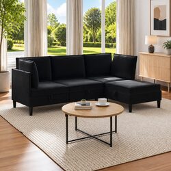 Your New Favorite 4-Piece Black Velvet Sofa Set