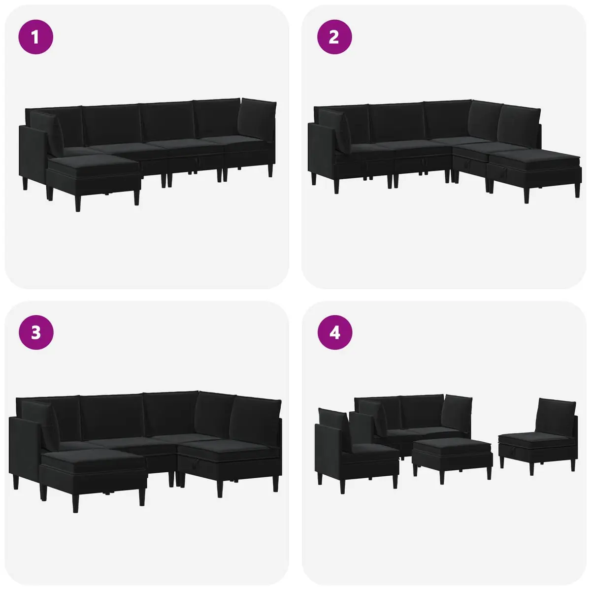 Living Room Furniture Set Modern Velvet 5 Piece Sofa with Storage Cushioned
