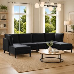 Your Ideal Black Velvet 6-Piece Furniture Set Awaits