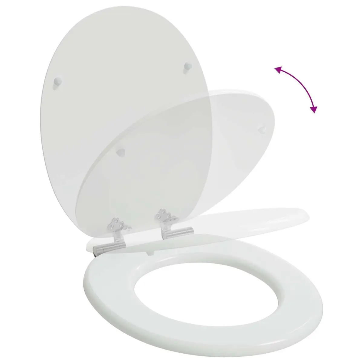 Toilet Seat Soft Close White MDF 44 x 38 cm 2 Piece