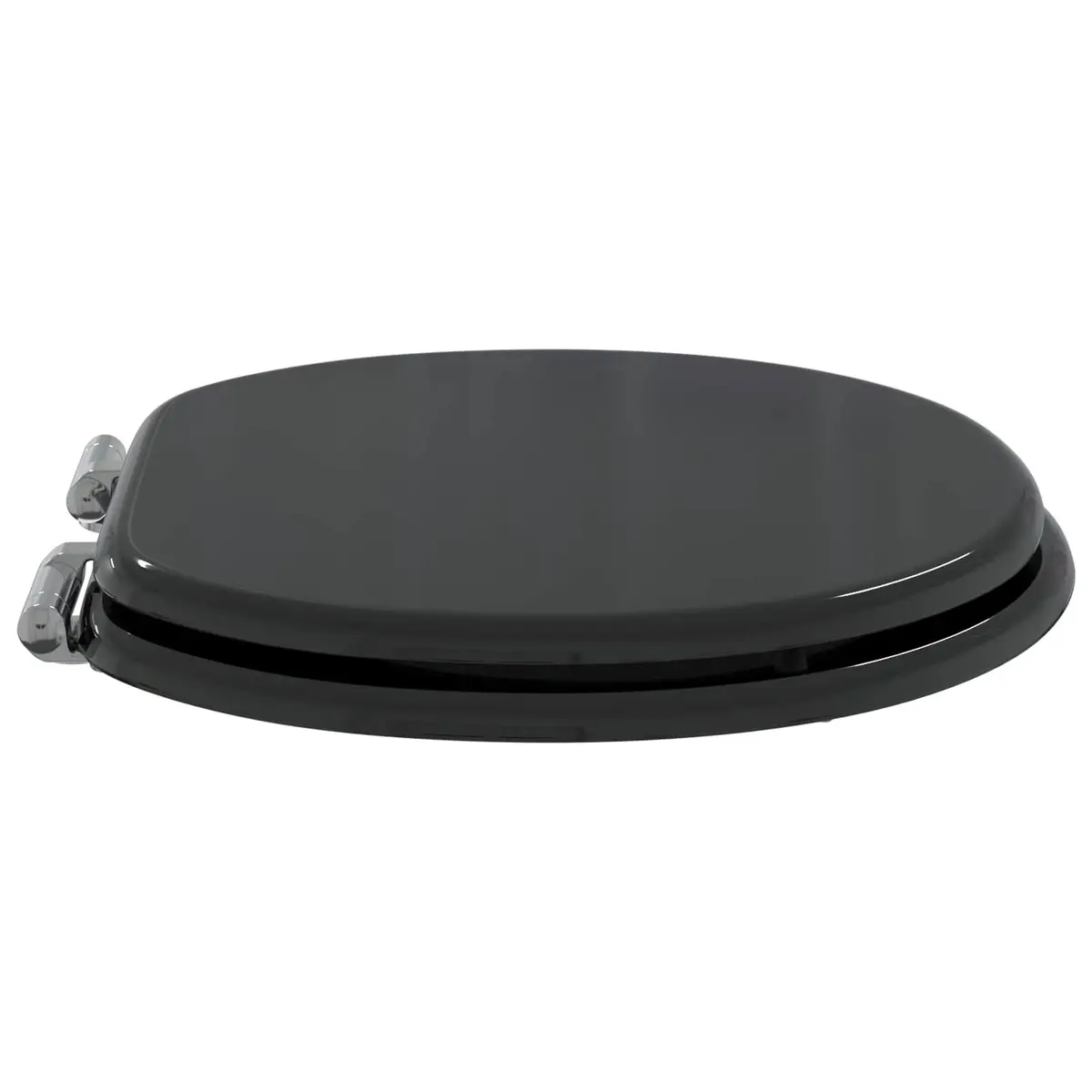 Toilet Seat Soft Close Black MDF 44x38cm 2 Piece Bathroom Fixture with Non-Slip Bumpers