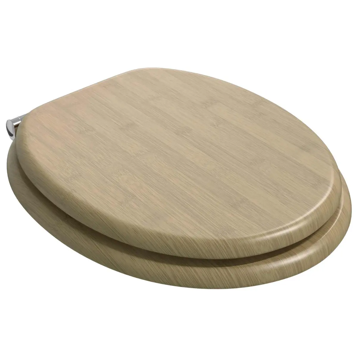 Toilet Seat Soft-Close Bamboo Color MDF 44 x 38 cm Non-slip Bumpers