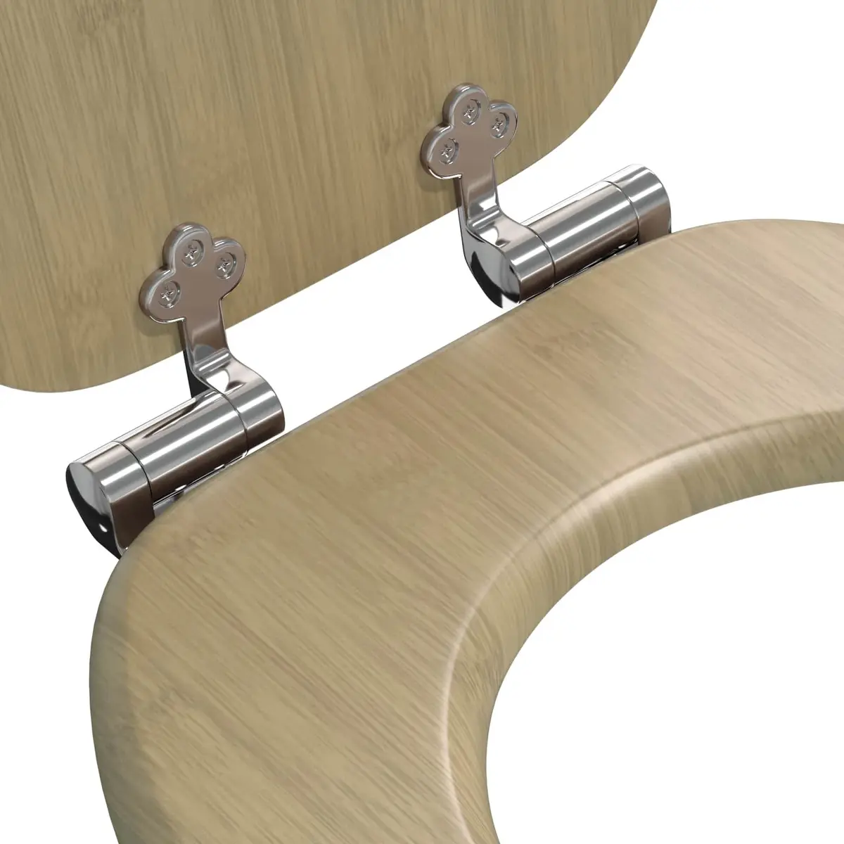 Toilet Seat Soft-Close Bamboo Color MDF 44 x 38 cm Non-slip Bumpers