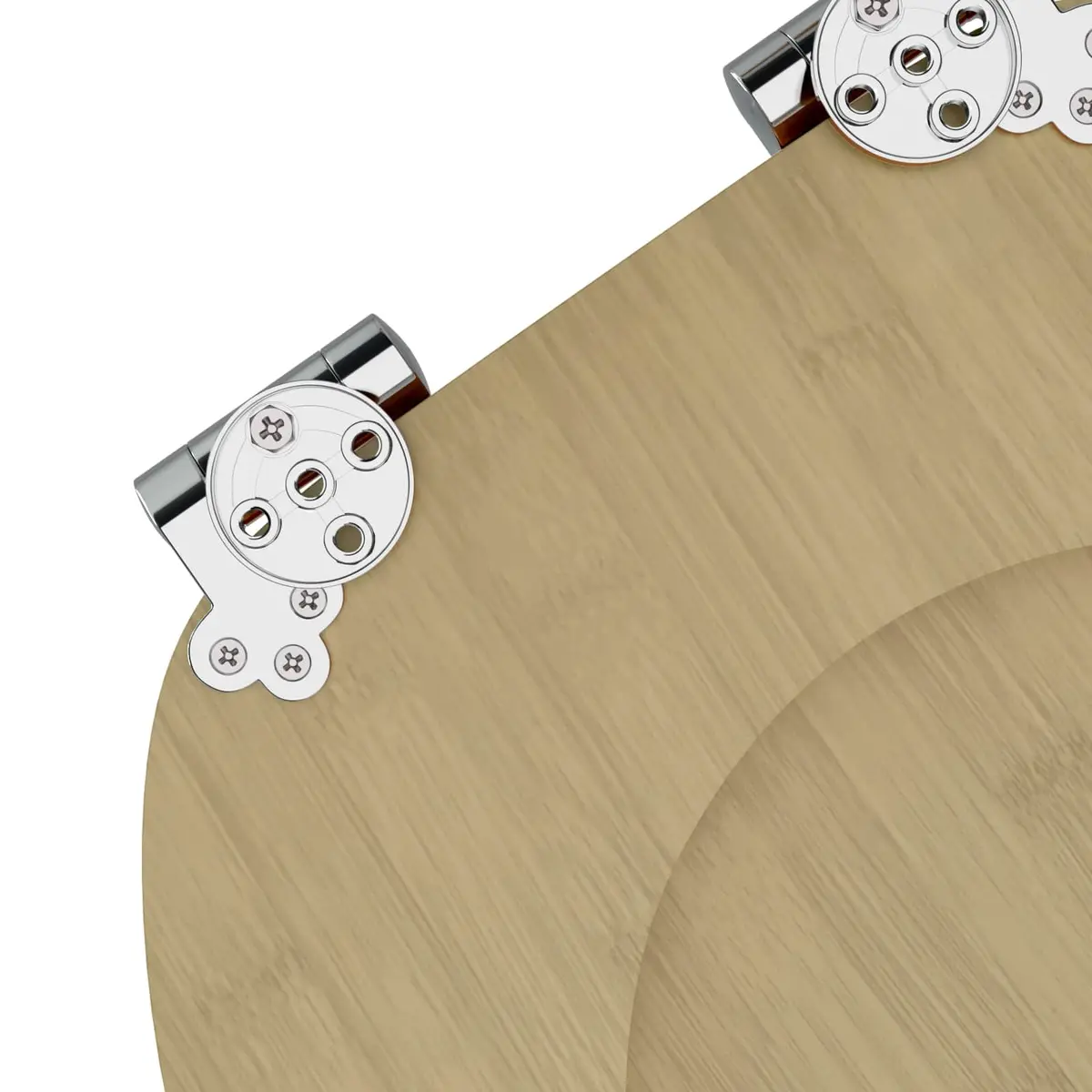 Toilet Seat Soft-Close Bamboo Color MDF 44 x 38 cm Non-slip Bumpers