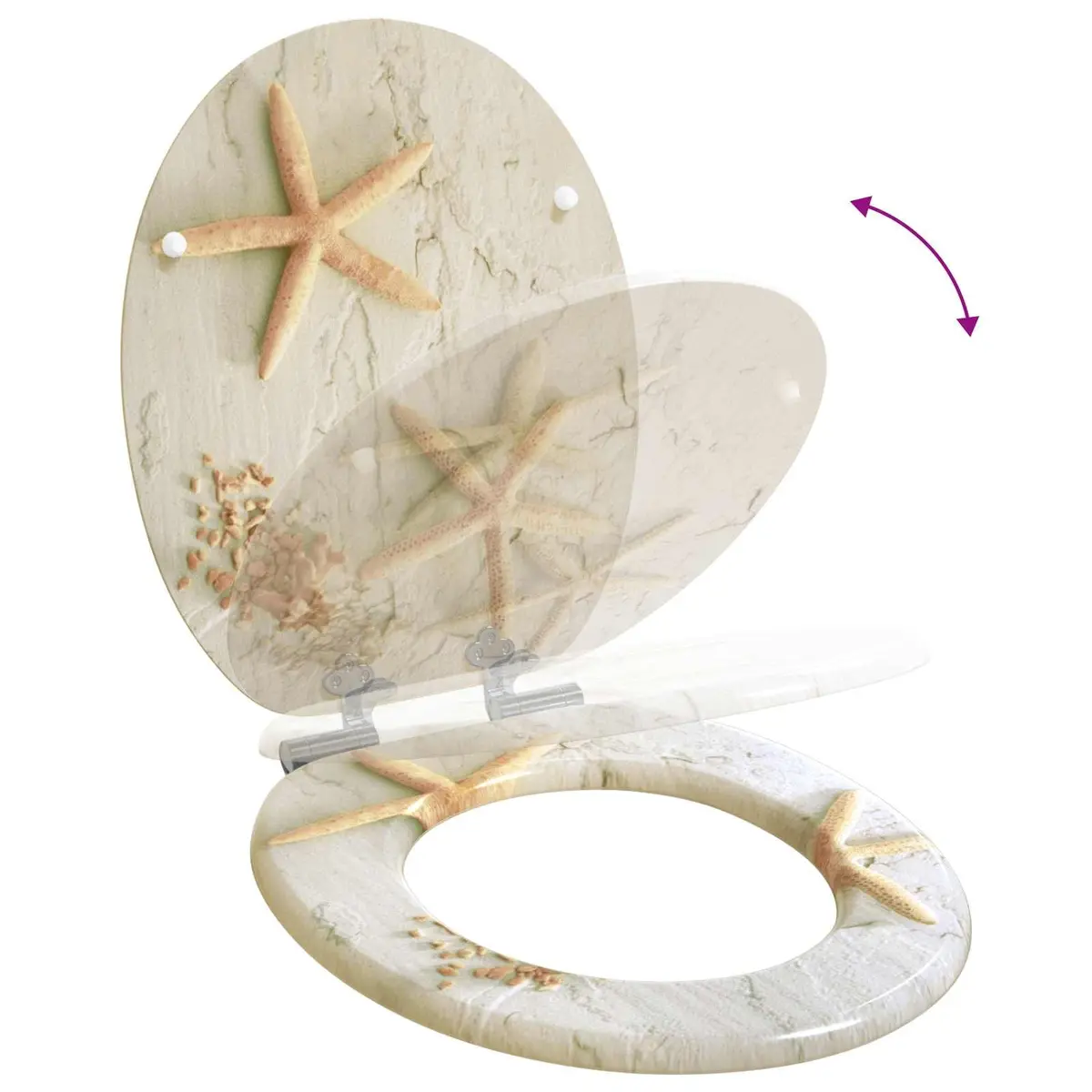 Toilet Seat Soft-Close Yellow White 44 x 38 cm 2 Pack
