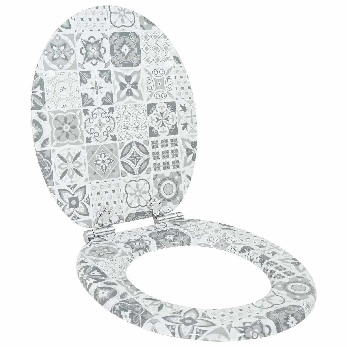 Soft-Close Toilet Seat Blue White MDF Board Non-Slip 2 Pack