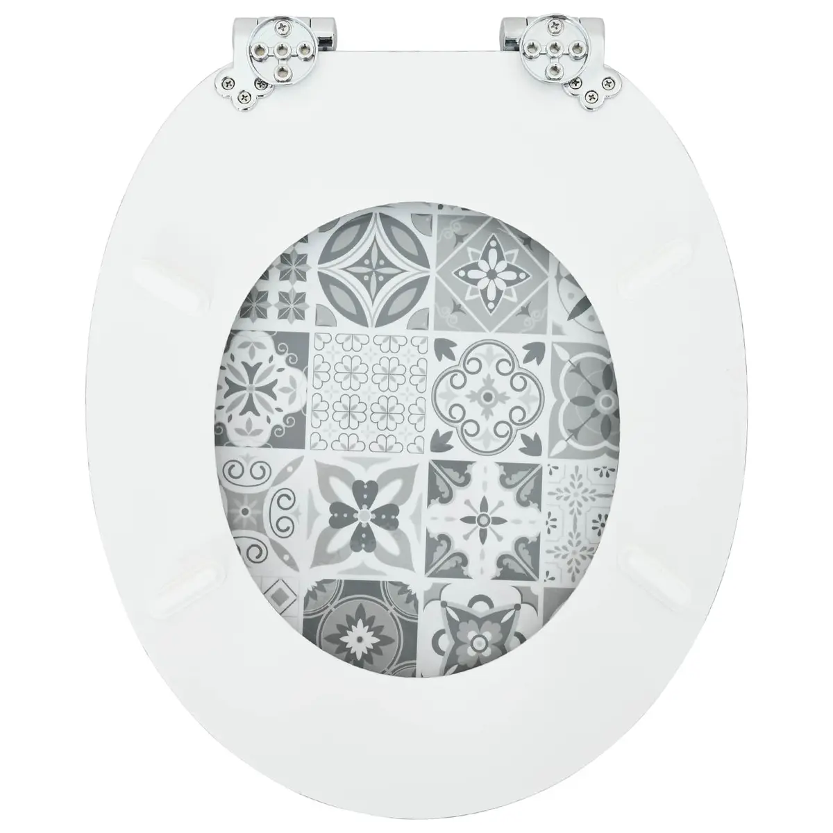 Soft-Close Toilet Seat Blue White MDF Board Non-Slip 2 Pack
