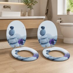 Soft-Close Toilet Seats in Grey MDF - 2 Pack