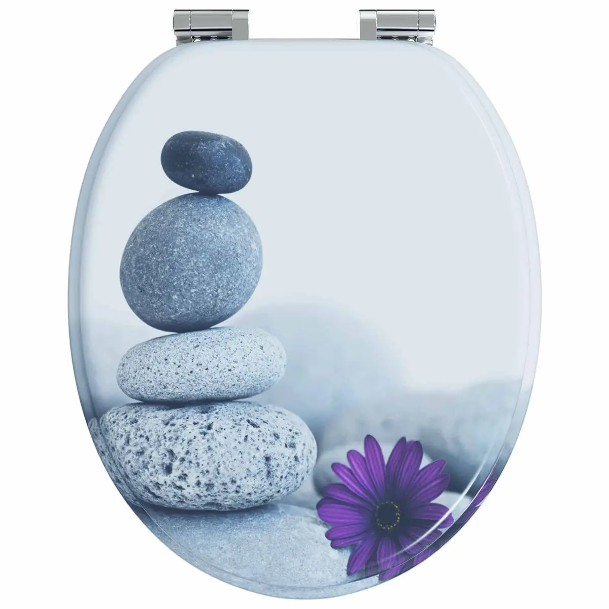 Soft-Close Toilet Seat Grey MDF 44 x 38 cm Bathroom Fixture 2 Pieces