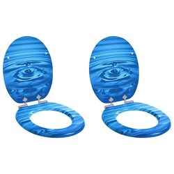 Soft-Close Toilet Seat 2 Pack in Blue for Comfort