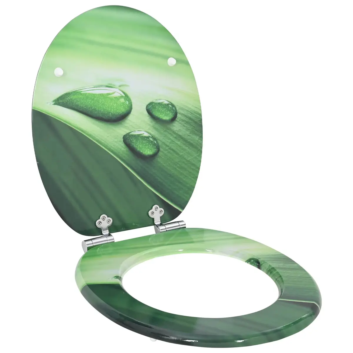 Soft-Close Toilet Seat Green MDF Board Bathroom Fixture Durable Non-Slip