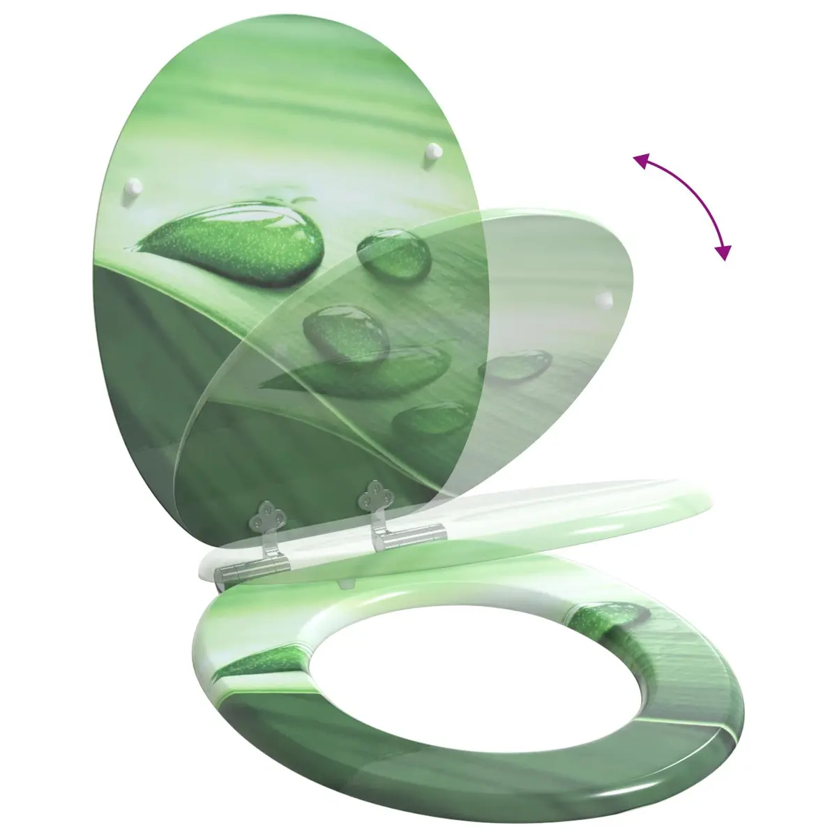 Soft-Close Toilet Seat Green MDF Board Bathroom Fixture Durable Non-Slip