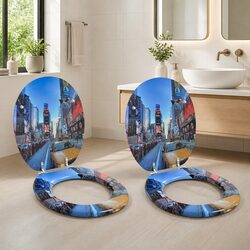Friendly Grey MDF Soft-Close Toilet Seat for Your Bathroom