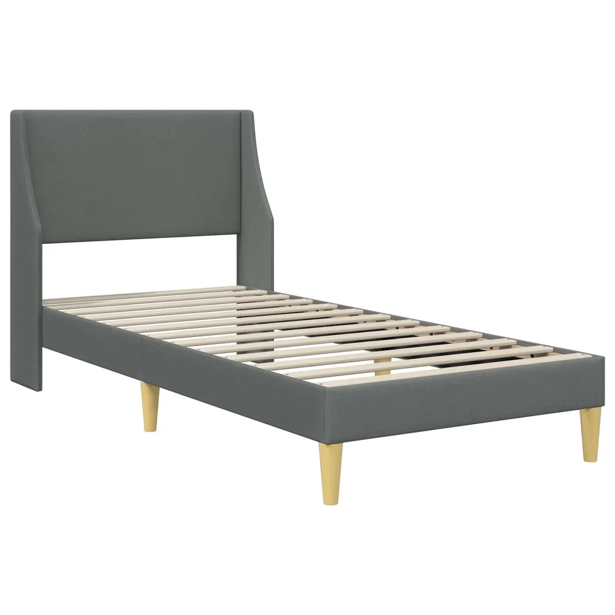 Bed Frame Fabric Headboard Dark Grey 90 x 190 cm