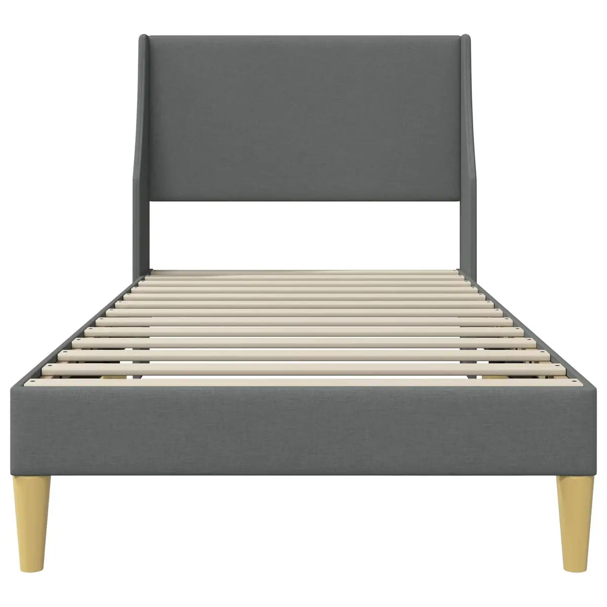 Bed Frame Fabric Headboard Dark Grey 90 x 190 cm