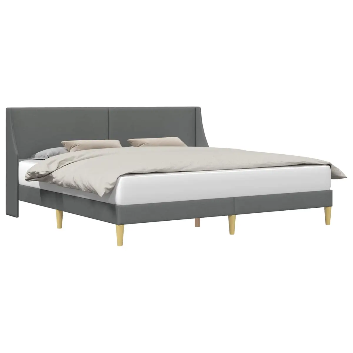 Bed Frame with Fabric Headboard Dark Grey 180 x 200 cm Modern Bedroom Furniture