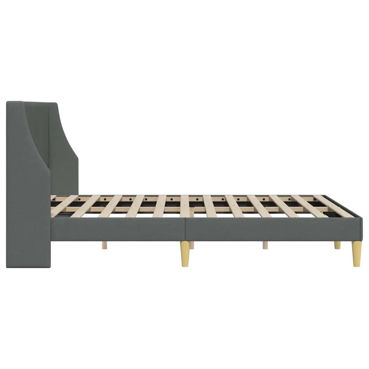 Dark Grey Bed Frame with Fabric Headboard