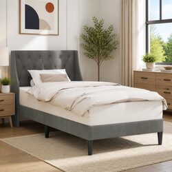 Your New Dark Grey Velvet Bed Frame 90 x 190 cm Awaits