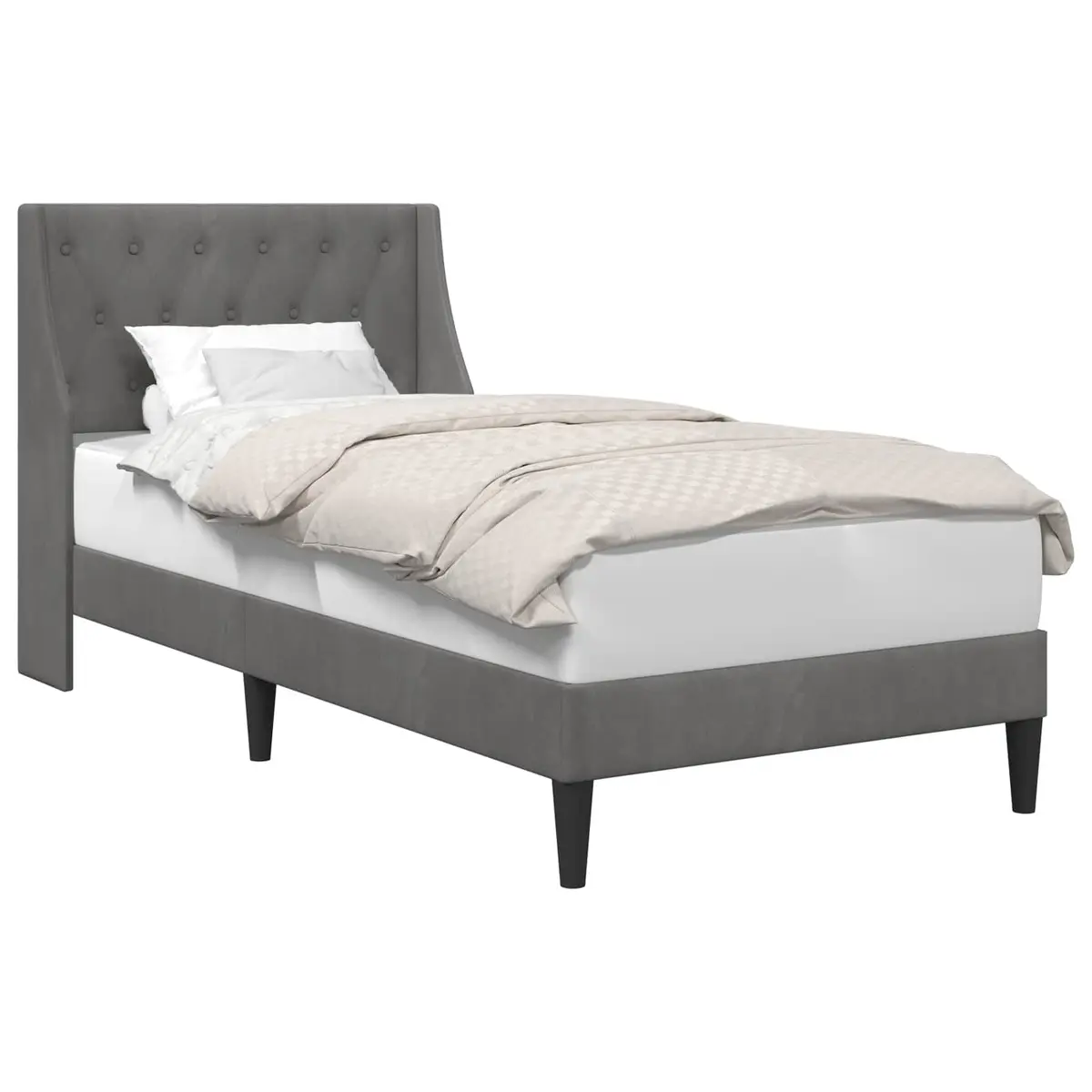 Dark Grey Velvet Bed Frame 90 x 190 cm