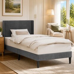 Your New Dark Grey Velvet Bed Frame 90 x 190 cm
