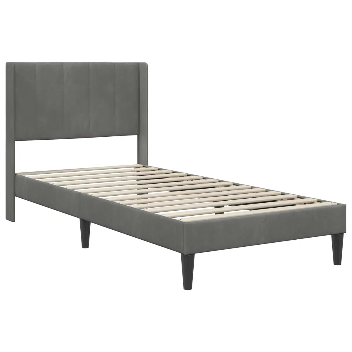 Bed Frame with Dark Grey Velvet Headboard 90 x 190 cm Modern Bedroom Furniture