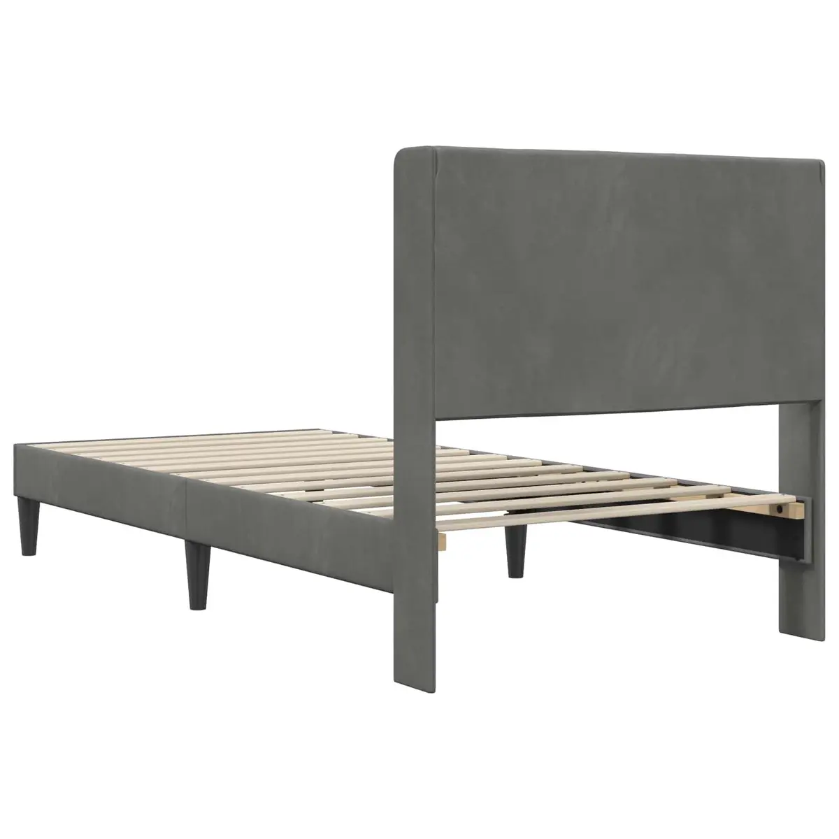 Bed Frame with Dark Grey Velvet Headboard 90 x 190 cm Modern Bedroom Furniture