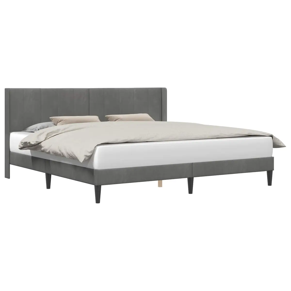 Bed Frame Velvet Headboard Dark Grey 180 x 200 cm Modern