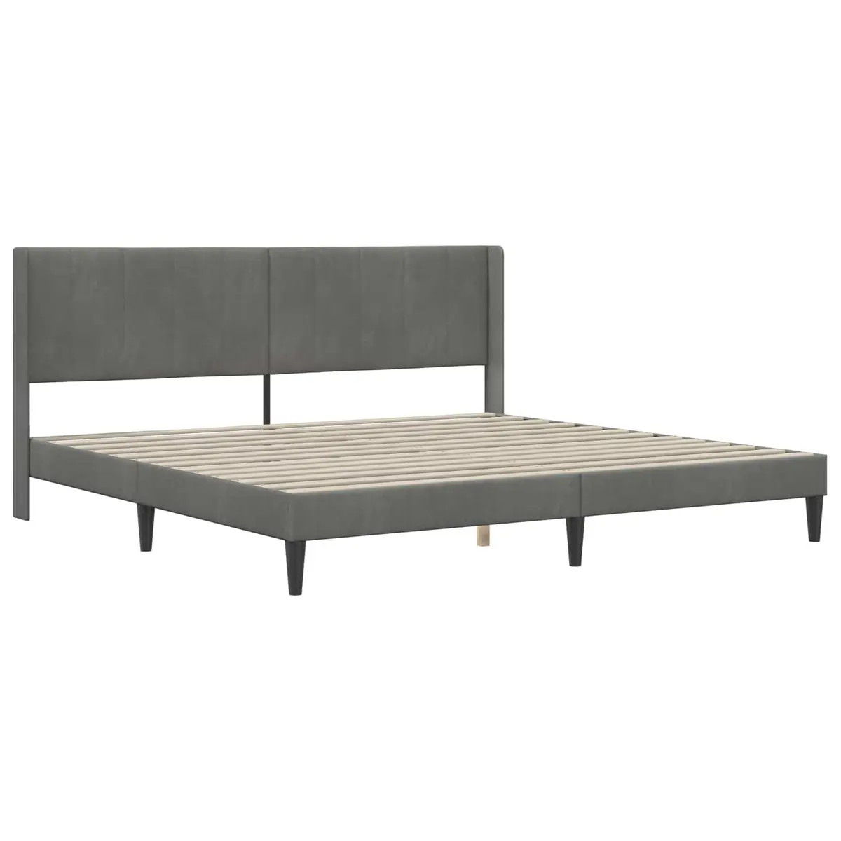 Bed Frame Velvet Headboard Dark Grey 180 x 200 cm Modern