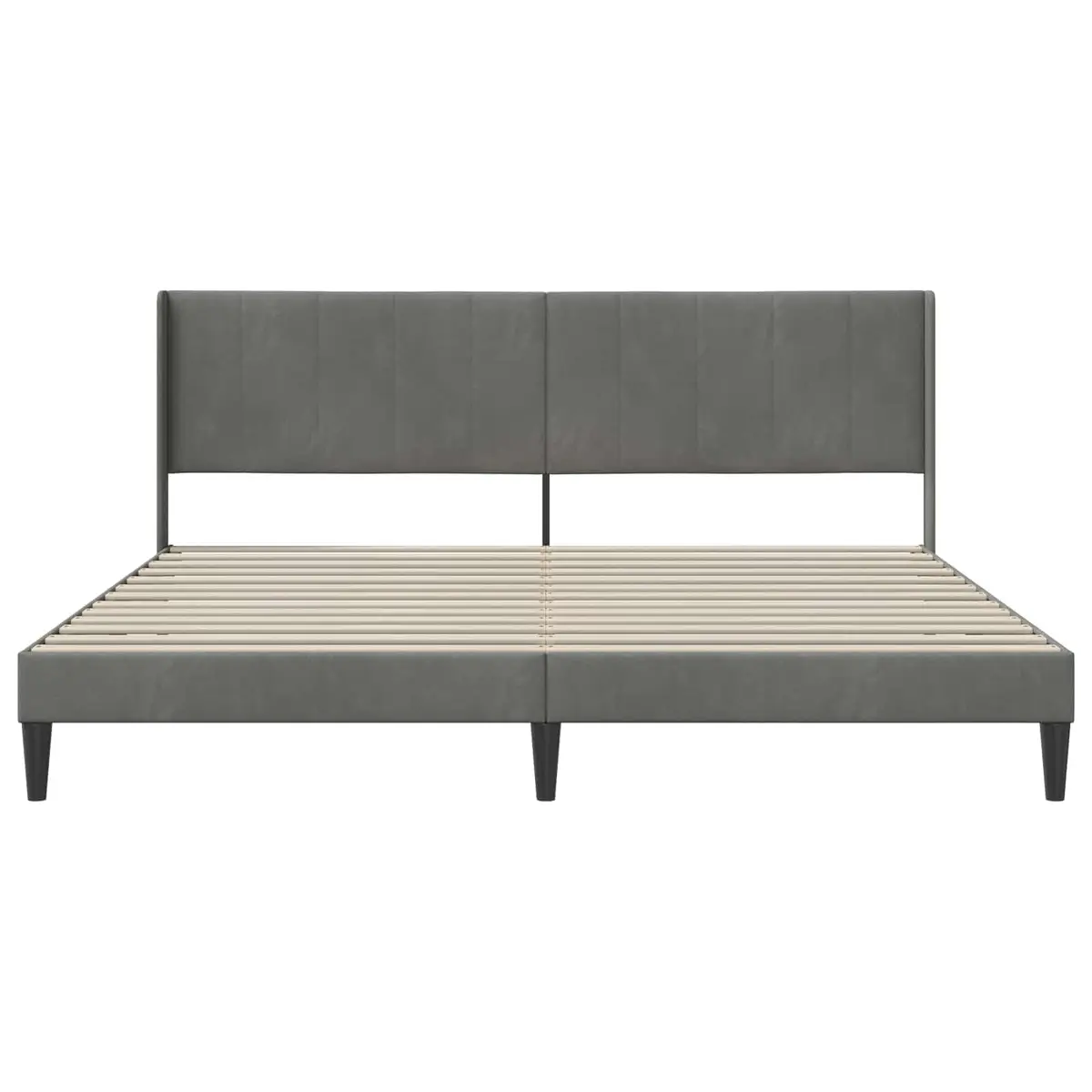 Bed Frame Velvet Headboard Dark Grey 180 x 200 cm Modern