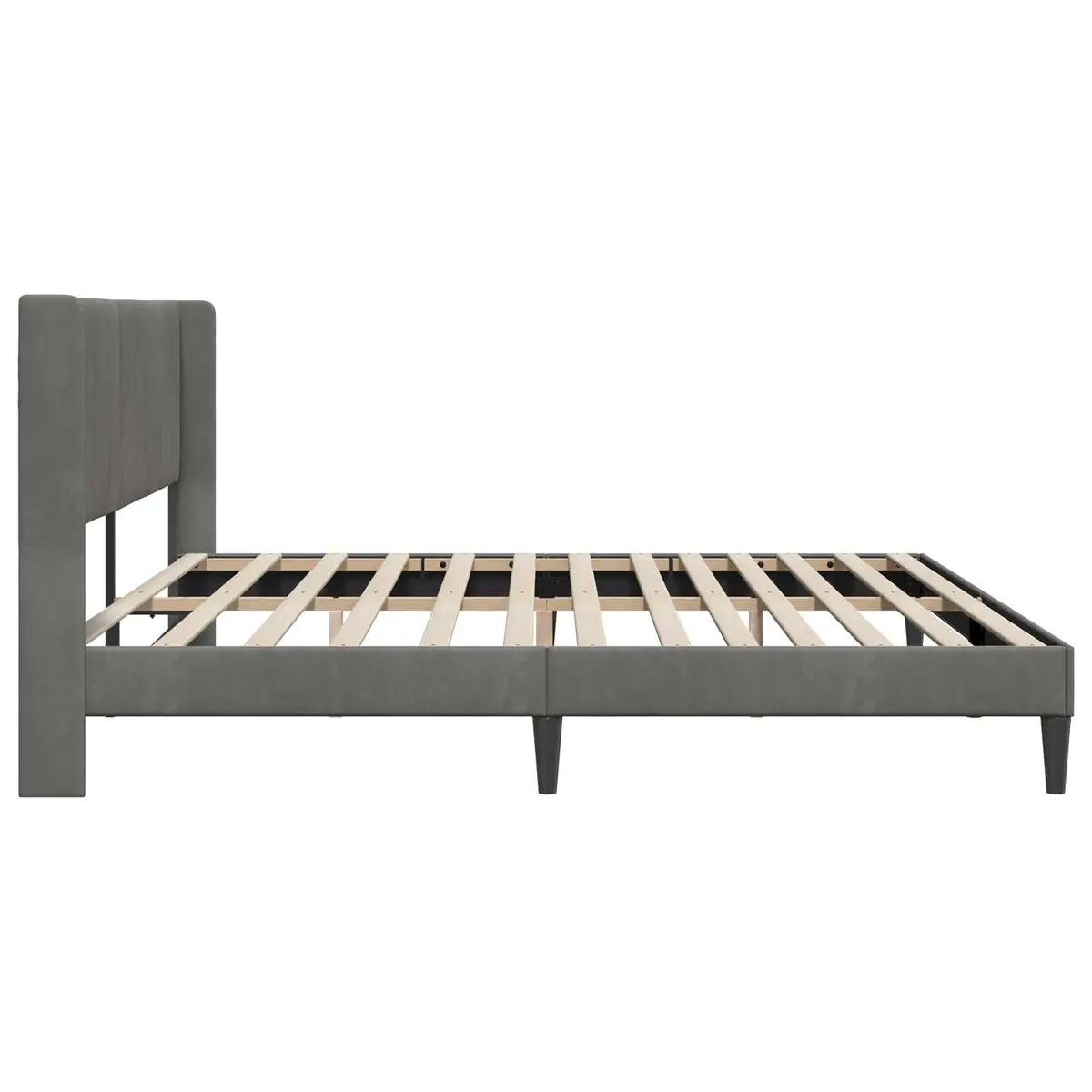 Bed Frame Velvet Headboard Dark Grey 180 x 200 cm Modern