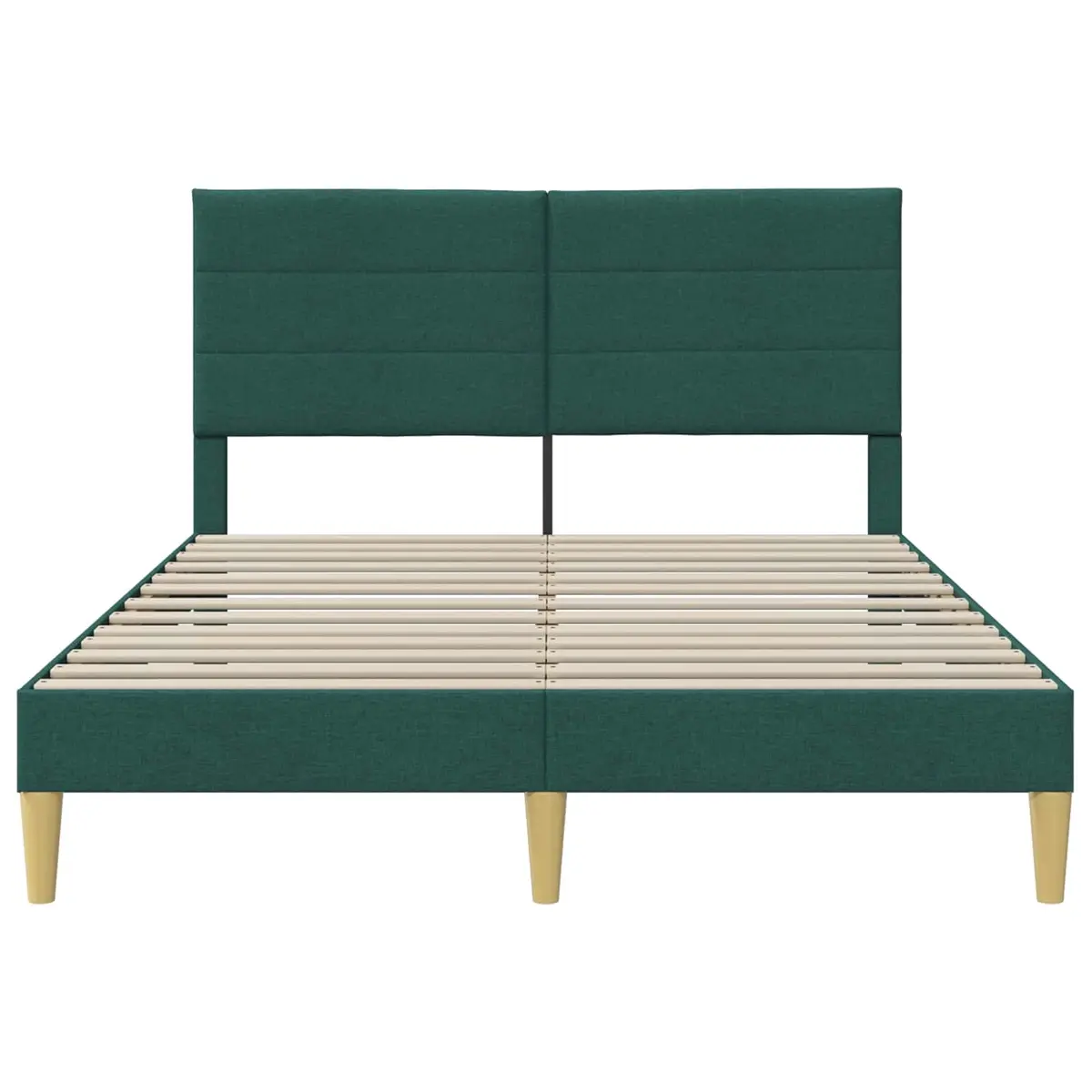 Bed Frame with Fabric Headboard Dark Grey Modern Bedroom Furniture Slatted Base
